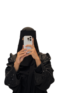 Digital Marketer in a black hijab showcasing personal branding and digital marketing expertise